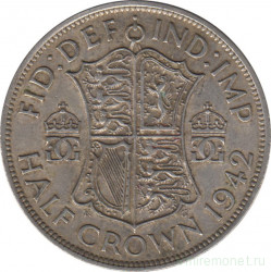 Монета. Великобритания. 1/2 кроны (2.5 шиллинга) 1942 год. 
