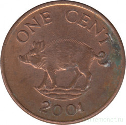 Монета. Бермудские острова. 1 цент 2001 год.