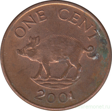 Монета. Бермудские острова. 1 цент 2001 год.