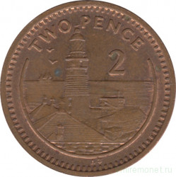 Монета. Гибралтар. 2 пенса 1991 год.