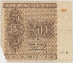Банкнота. Финляндия. 50 марок 1945 год. Тип 79а(15).