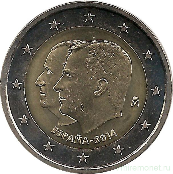 Монета. Испания. 2 евро 2014 год. Король Филипп VI.