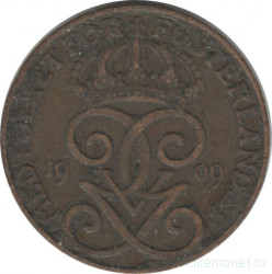 Монета. Швеция. 2 эре 1909 год.
