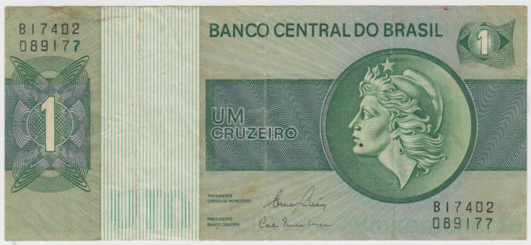 Банкнота. Бразилия. 1 крузейро 1980 год.