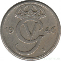 Монета. Швеция. 25 эре 1946 год (никелевая бронза).