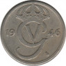 Монета. Швеция. 25 эре 1946 год (никелевая бронза). ав