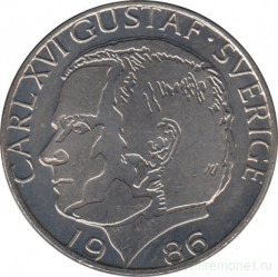 Монета. Швеция. 1 крона 1986 год.
