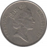 Монета. Бермудские острова. 25 центов 1997 год. ав.