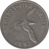 Монета. Бермудские острова. 25 центов 1997 год. рев.