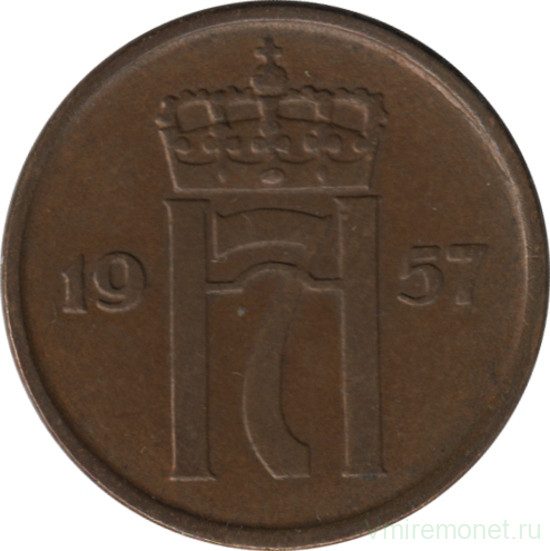 Монета. Норвегия. 2 эре 1957 год.