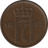 Монета. Норвегия. 2 эре 1957 год. ав.