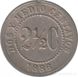 Монета. Колумбия. 2 1/2 сентаво 1886 год.
