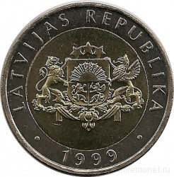 Монета. Латвия. 2 лата 1999 год. Корова.