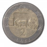 Монета. Латвия. 2 лата 1999 год. Корова.