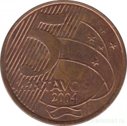 Монета. Бразилия. 5 сентаво 2004 год.