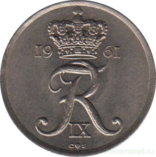 Монета. Дания. 25 эре 1961 год.