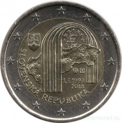 Монета. Словакия. 2 евро 2018 год. 25 лет Словацкой республике.