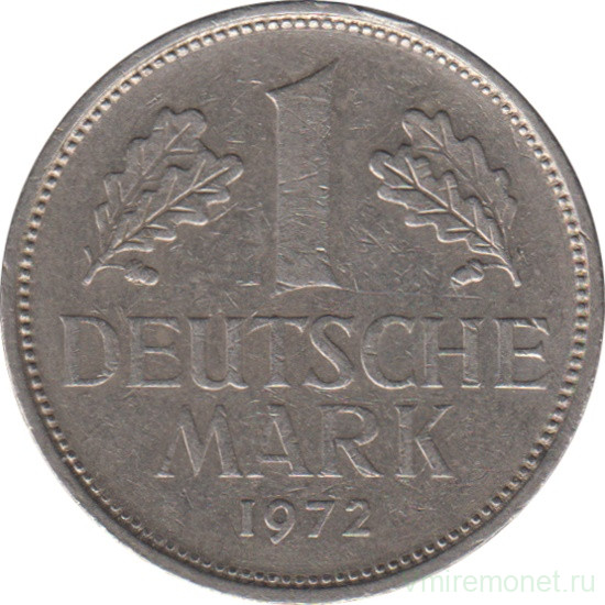 Монета. ФРГ. 1 марка 1972 год. Монетный двор - Карлсруэ (G).