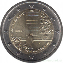 Монета. Германия. 2 евро 2020 год. 50 лет коленопреклонению в Варшаве (J).