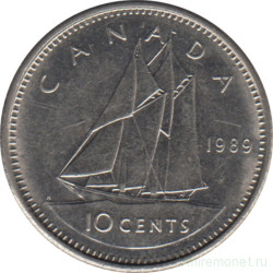 Монета. Канада. 10 центов 1989 год.