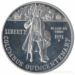 Монета. США. 1 доллар 1992 год (P). 500 лет путешествию Колумба.