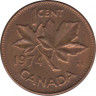 Монета. Канада. 1 цент 1974 год. ав.