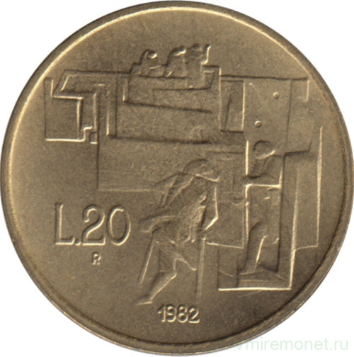 Монета. Сан-Марино. 20 лир 1982 год. Социальный прогресс.