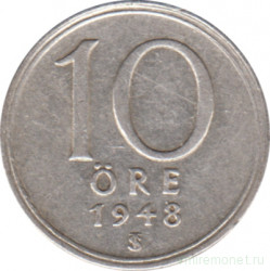 Монета. Швеция. 10 эре 1948 год. 