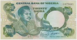 Банкнота. Нигерия. 20 найр 1984 - 2000 года. Тип 26f.
