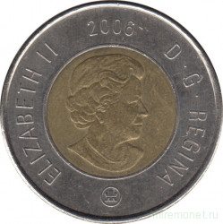Монета. Канада. 2 доллара 2006 год. Дата сверху.