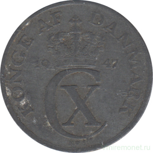 Монета. Дания. 2 эре 1947 год.