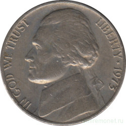 Монета. США. 5 центов 1973 год. 