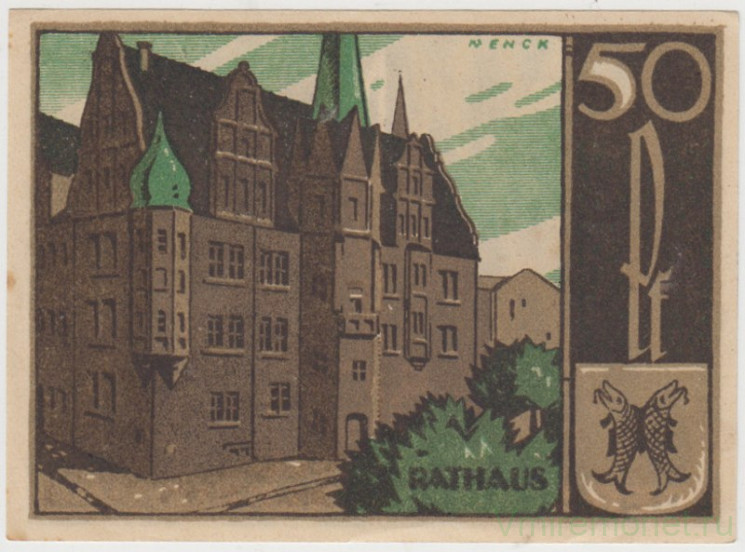 Бона. Нотгельд. Германия. Город Заальфельд. 50 пфеннигов 1921 год. Вариант 1155.4.1.