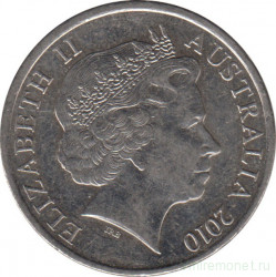 Монета. Австралия. 10 центов 2010 год.