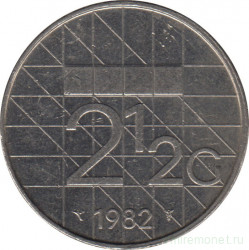 Монета. Нидерланды. 2,5 гульдена 1982 год.