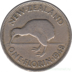 Монета. Новая Зеландия. 1 флорин 1948 год.