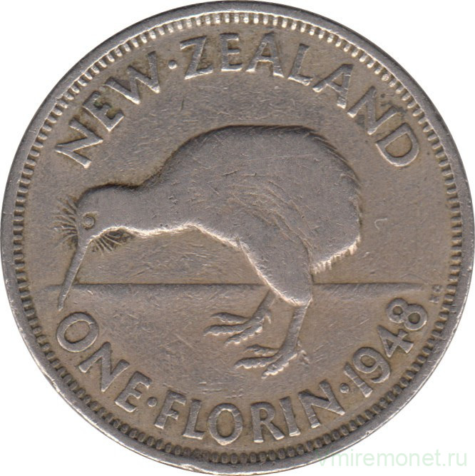 Монета. Новая Зеландия. 1 флорин 1948 год.