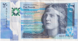 Банкнота. Великобритания. Шотландия. 5 фунтов 2016 год. Нэн Шепард. Royal Bank of Scotland. Тип 370