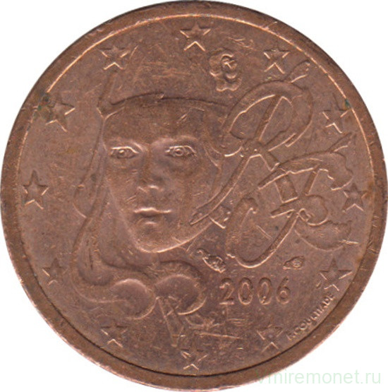 Монета. Франция. 2 цента 2006 год.