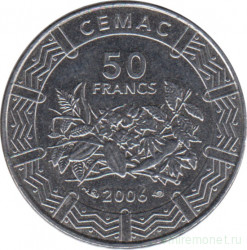 Монета. Центральноафриканский экономический и валютный союз (ВЕАС). 50 франков 2006 год.