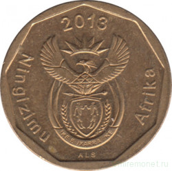 Монета. Южно-Африканская республика (ЮАР). 20 центов 2013 год.