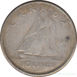 Монета. Канада. 10 центов 1961 год.