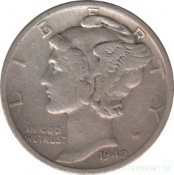 Монета. США. 10 центов 1942 год. Монетный двор S.