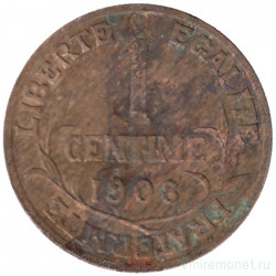 Монета. Франция. 1 сантим 1908 год. 