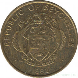 Монета. Сейшельские острова. 5 центов 1992 год.