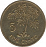Монета. Сейшельские острова. 5 центов 1992 год. рев.