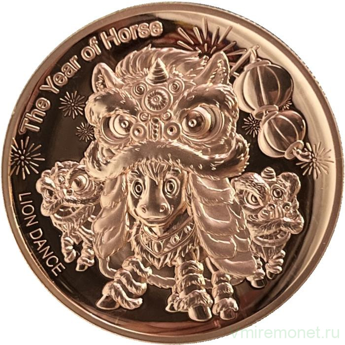 Монета. Самоа. 25 центов 2026 год. Год лошади. Танец льва.