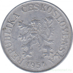 Монета. Чехословакия. 10 геллеров 1954 год.