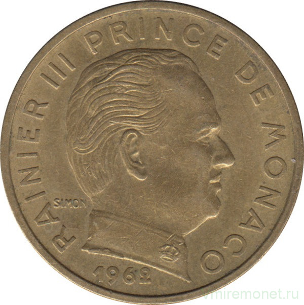 Монета. Монако. 50 сантимов 1962 год.