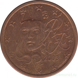 Монета. Франция. 5 центов 2003 год.